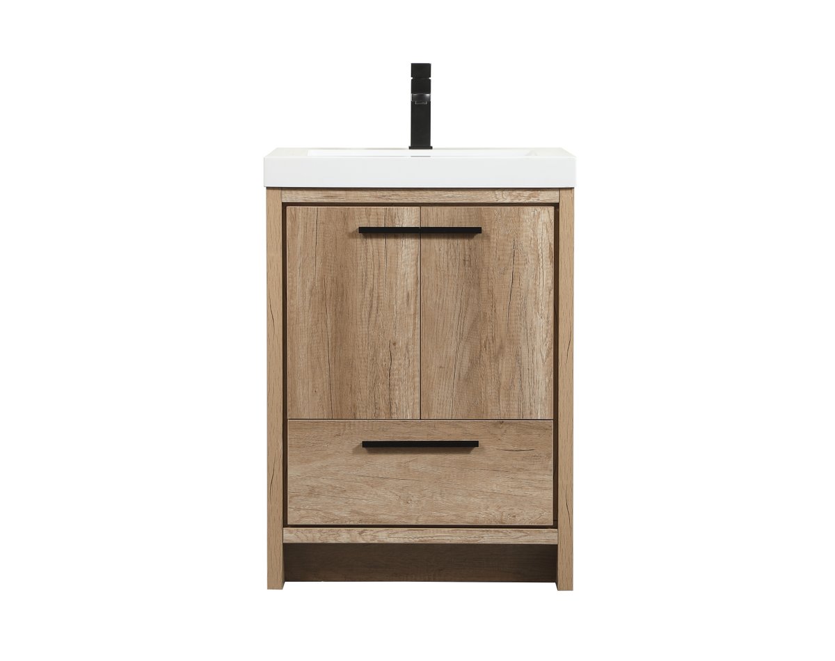 24 in. Single Bathroom Vanity, Natural Oak