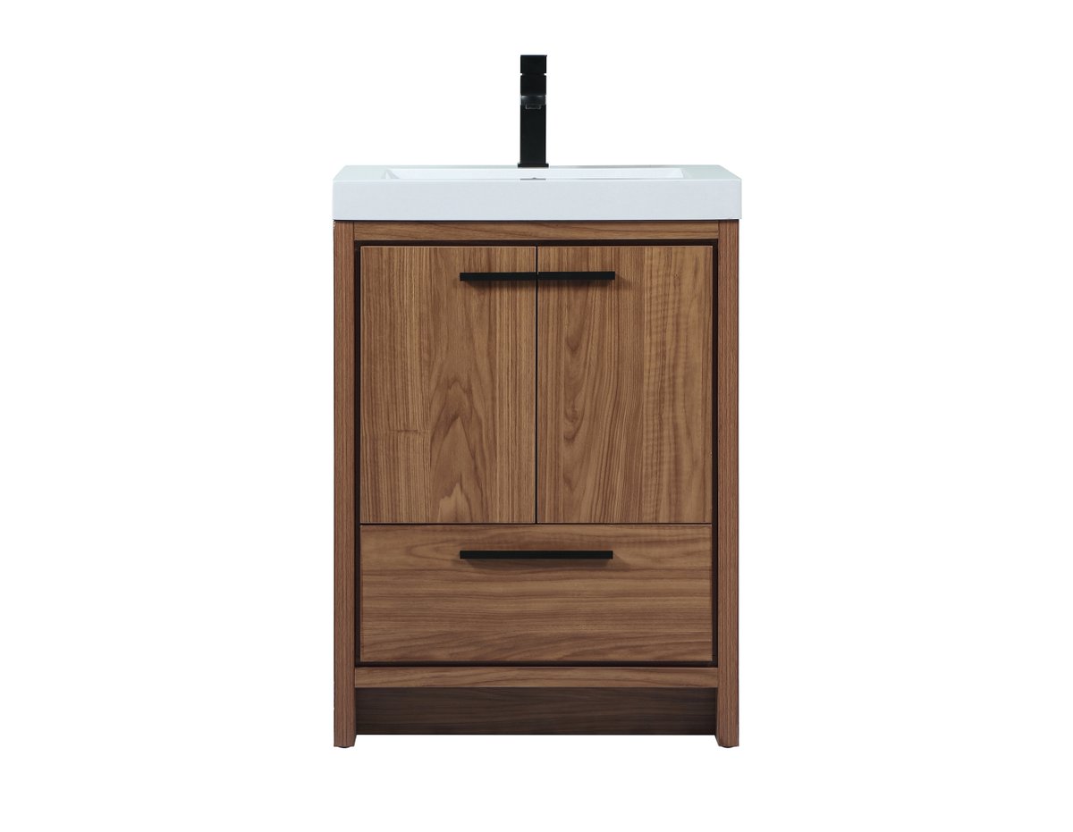 34 x 19 x 24 in. Single Bathroom Vanity, Walnut Brown
