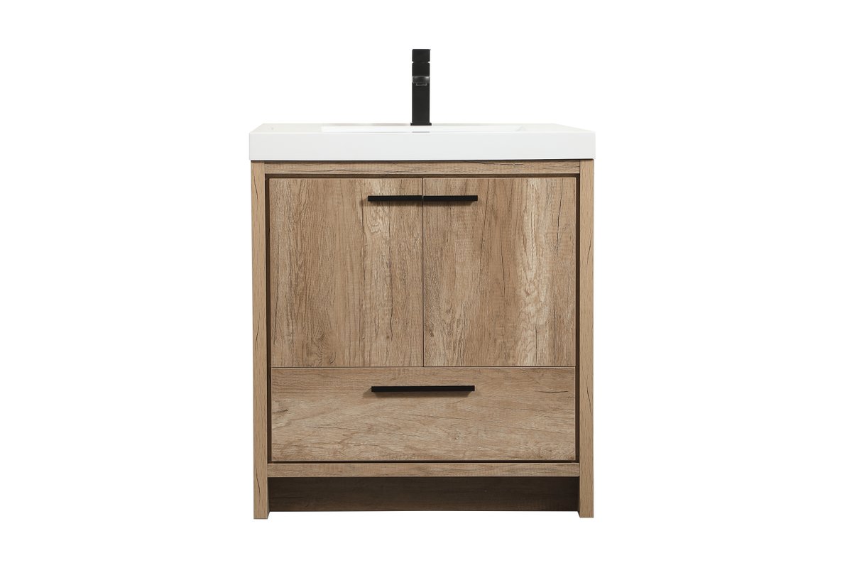 34 x 19 x 30 in. Single Bathroom Vanity, Natural Oak