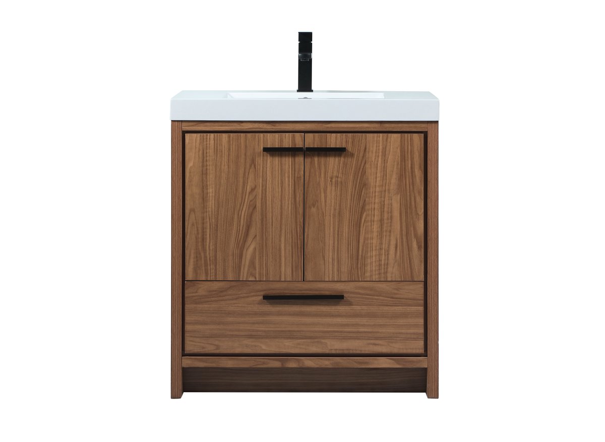 34 x 19 x 30 in. Single Bathroom Vanity, Walnut Brown