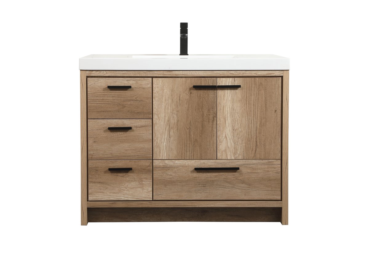 42 in. Single Bathroom Vanity, Natural Oak