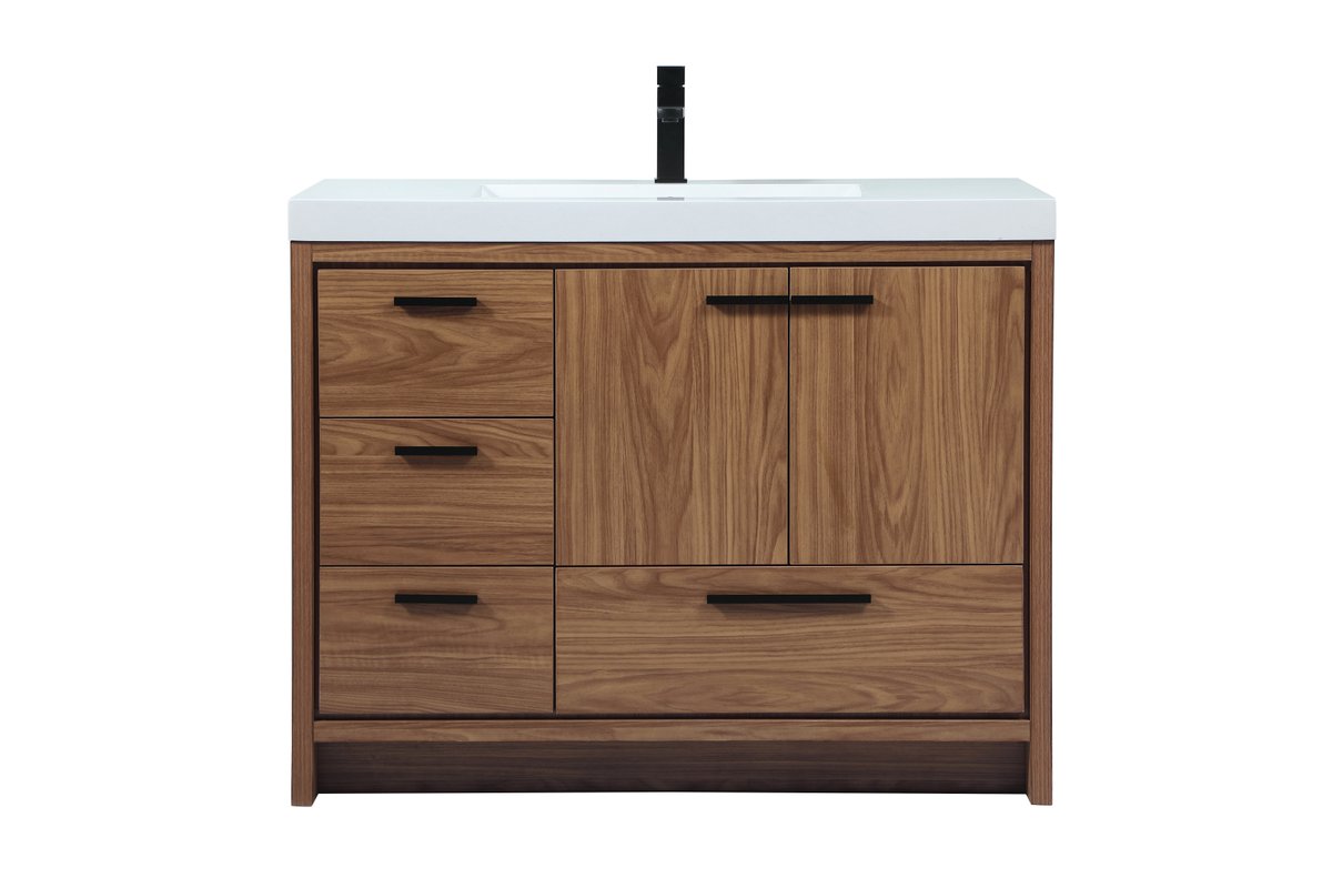 42 in. Single Bathroom Vanity, Walnut Brown
