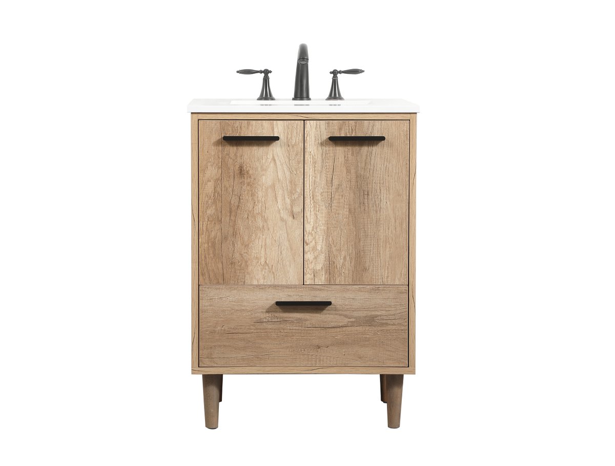 19 x 34 x 24 in. Single Bathroom Vanity, Natural Oak