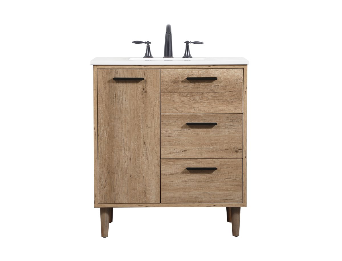 19 x 34 x 30 in. Single Bathroom Vanity, Natural Oak