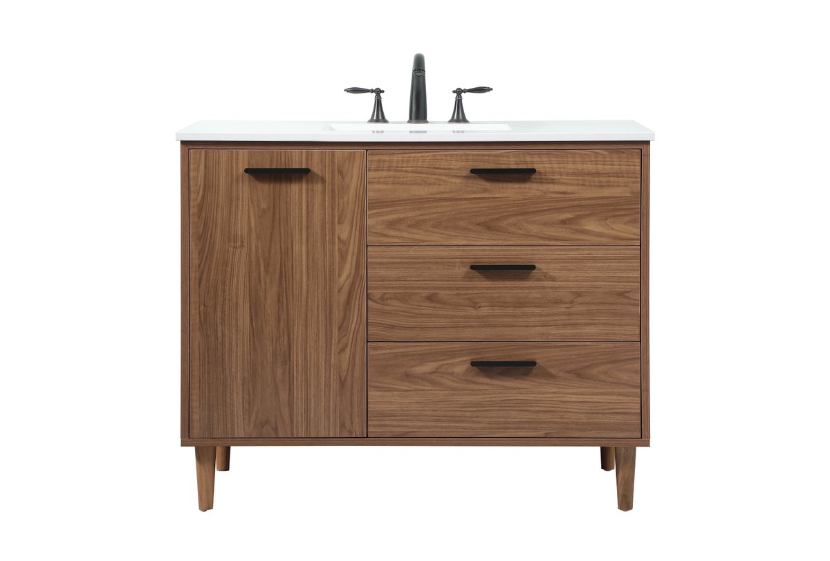 22 x 34 x 42 in. Single Bathroom Vanity, Walnut Brown