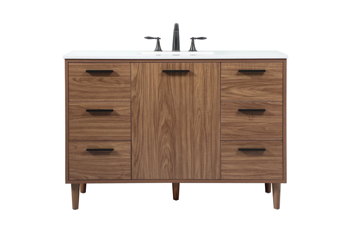 22 x 34 x 48 in. Single Bathroom Vanity, Walnut Brown