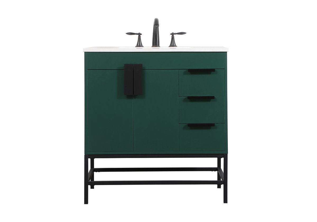32 in. Single Bathroom Vanity, Green