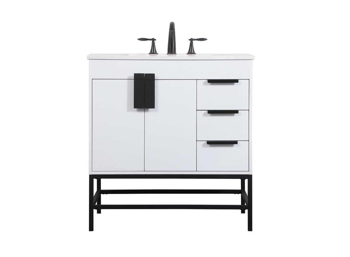 33.5 x 22 x 32 in. Single Bathroom Vanity, White