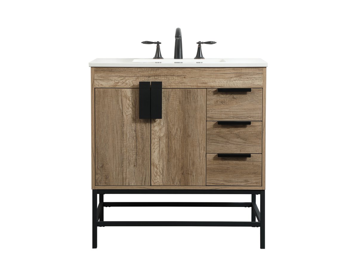 33.5 x 22 x 32 in. Single Bathroom Vanity, Natural Oak