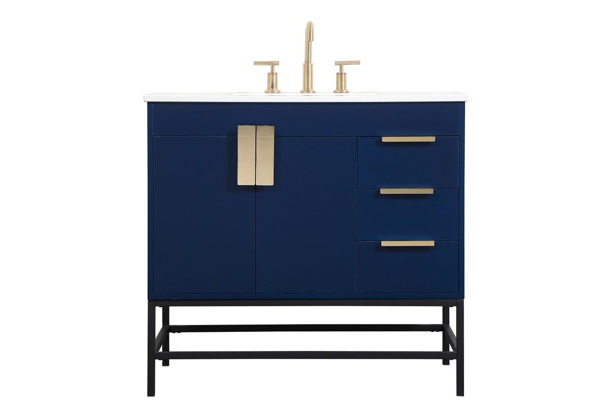 33.5 x 22 x 36 in. Single Bathroom Vanity, Blue