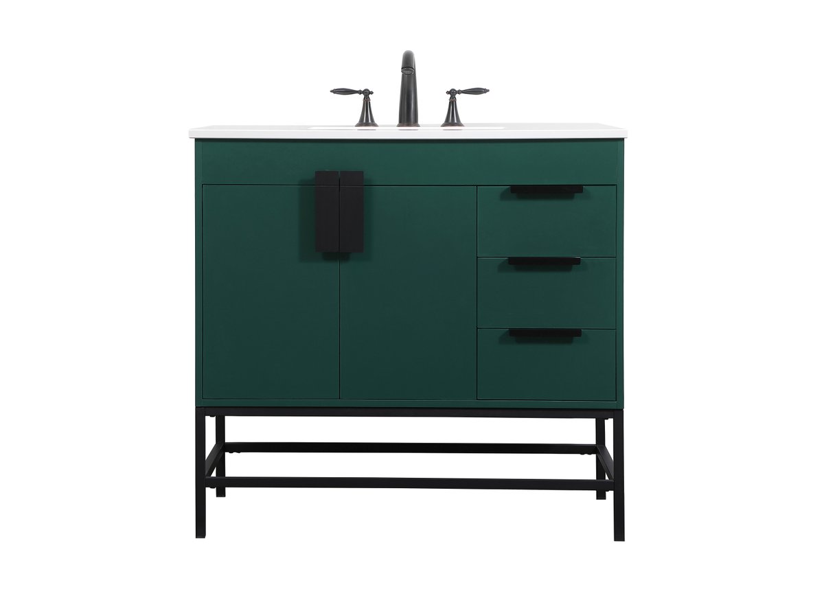 33.5 x 22 x 36 in. Single Bathroom Vanity, Green