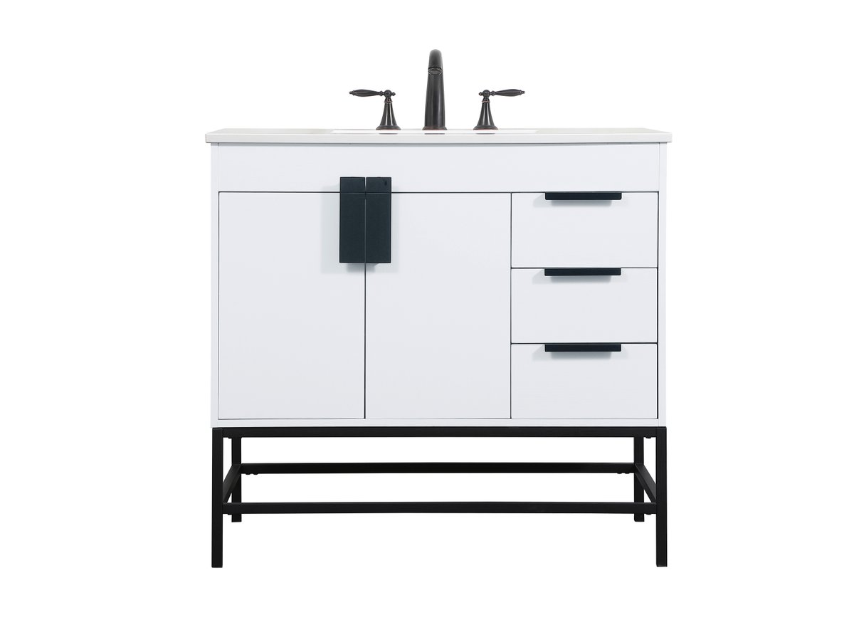 36 in. Single Bathroom Vanity, White