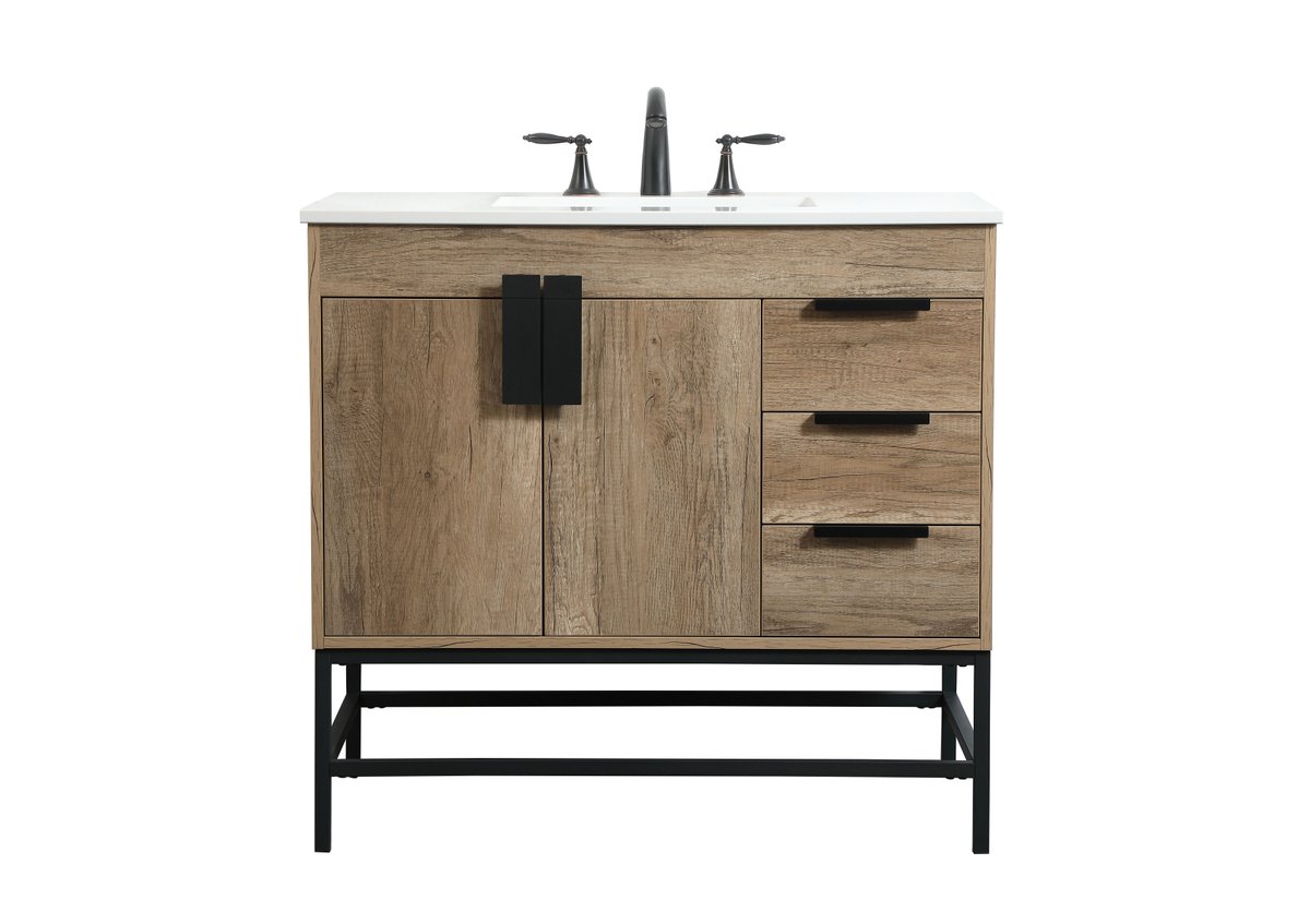 36 in. Single Bathroom Vanity, Natural Oak
