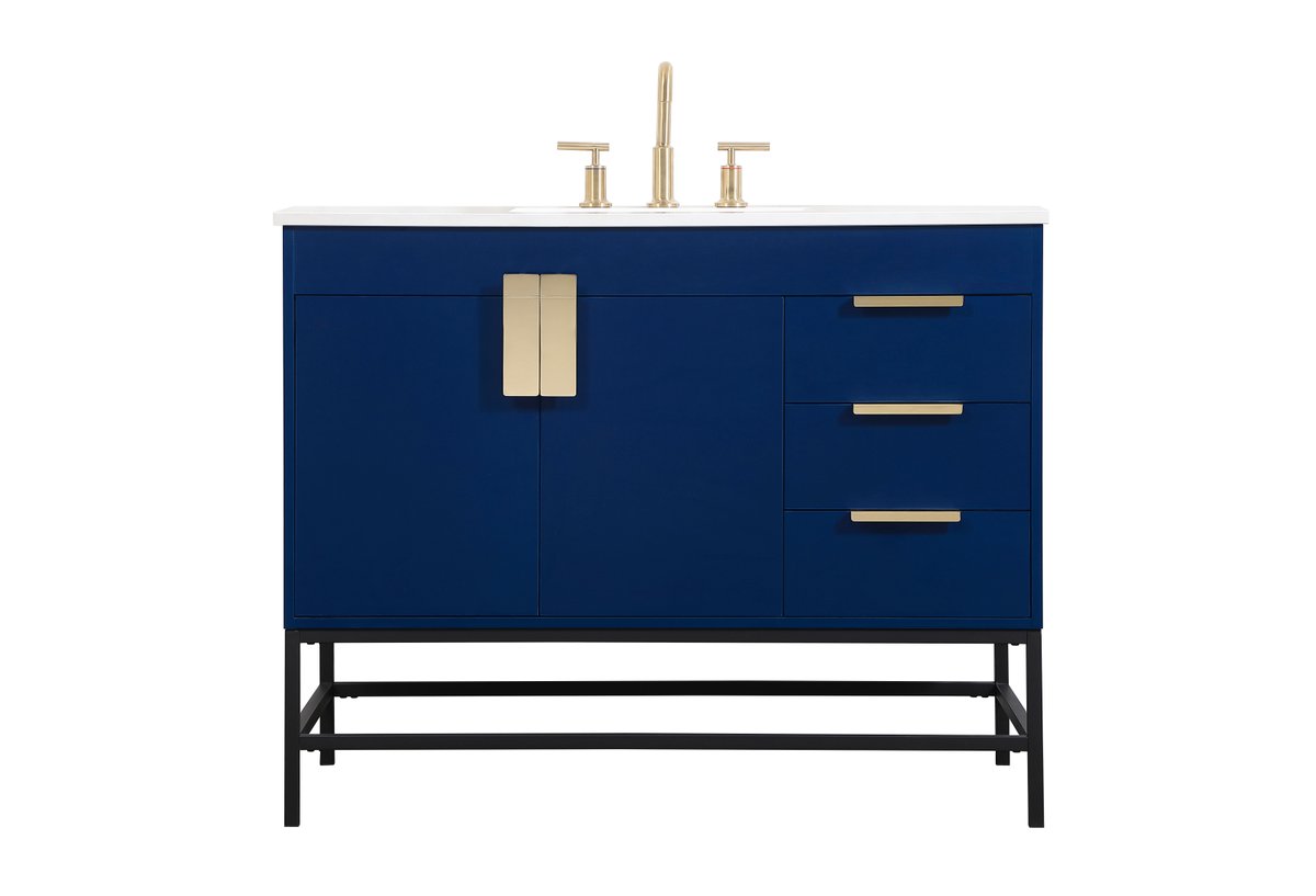 33.5 x 22 x 42 in. Single Bathroom Vanity, Blue