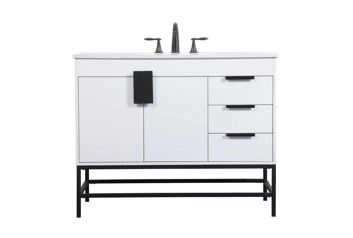 42 in. Single Bathroom Vanity, White
