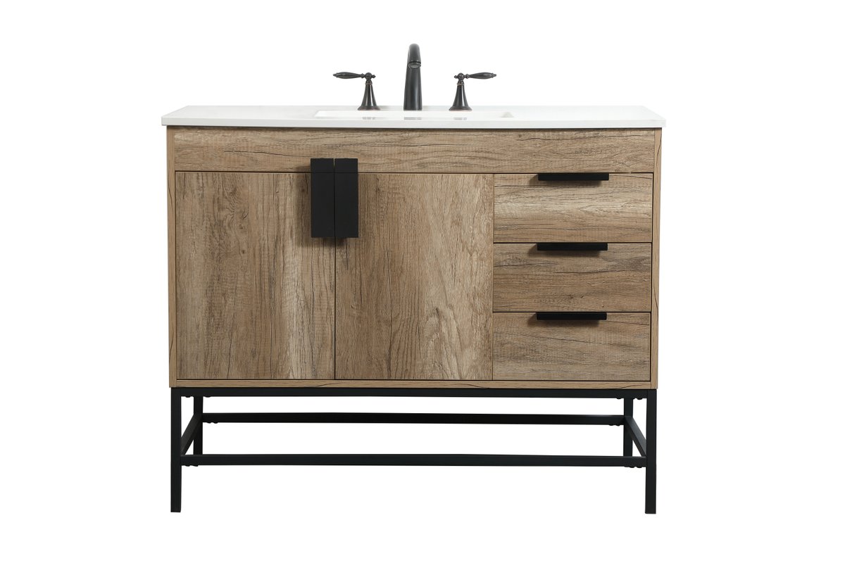33.5 x 22 x 42 in. Single Bathroom Vanity, Natural Oak