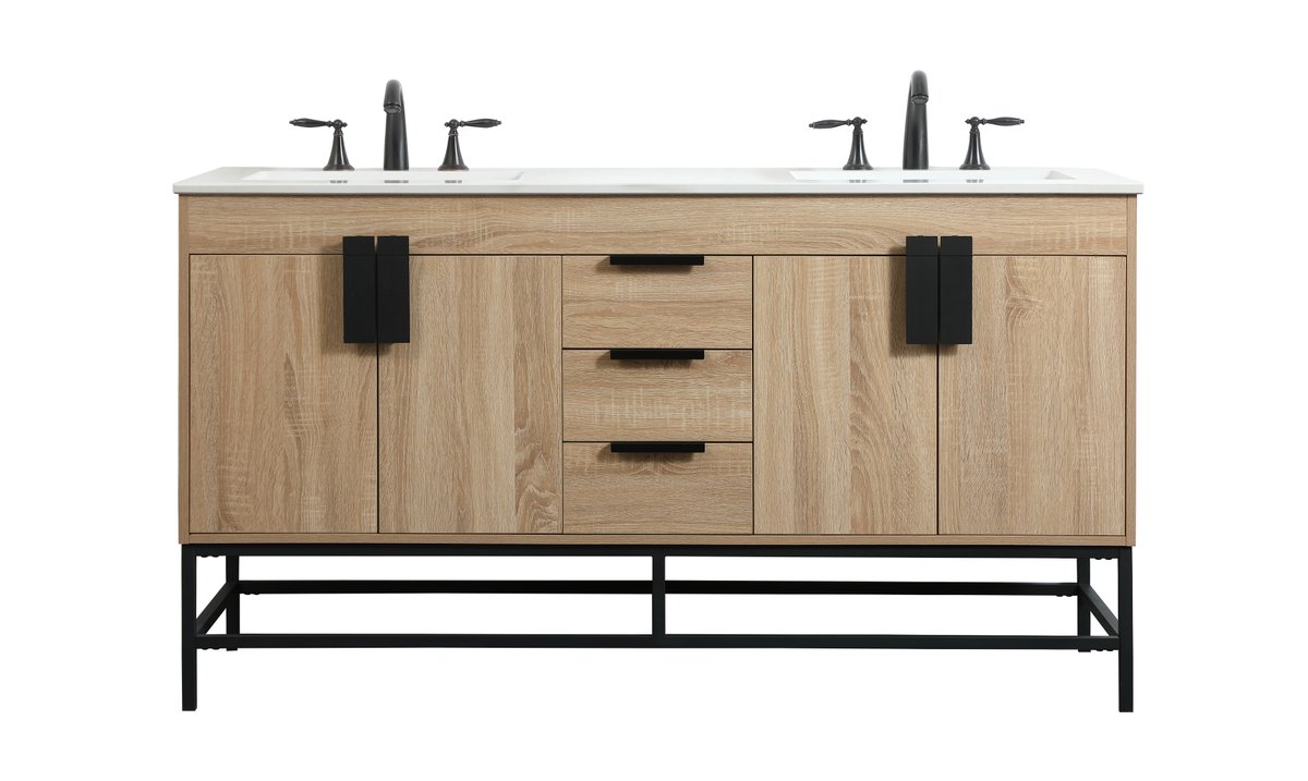 VF48860DMW 60 in. Eugene Double Bathroom Vanity, Mango Wood