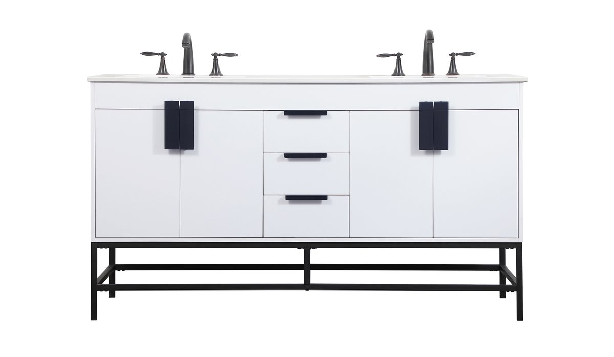 VF48860DMWH 60 in. Double Bathroom Vanity, White