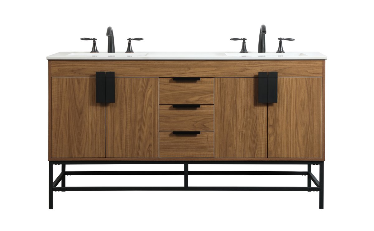 VF48860DWB 60 in. Double Bathroom Vanity, Walnut Brown