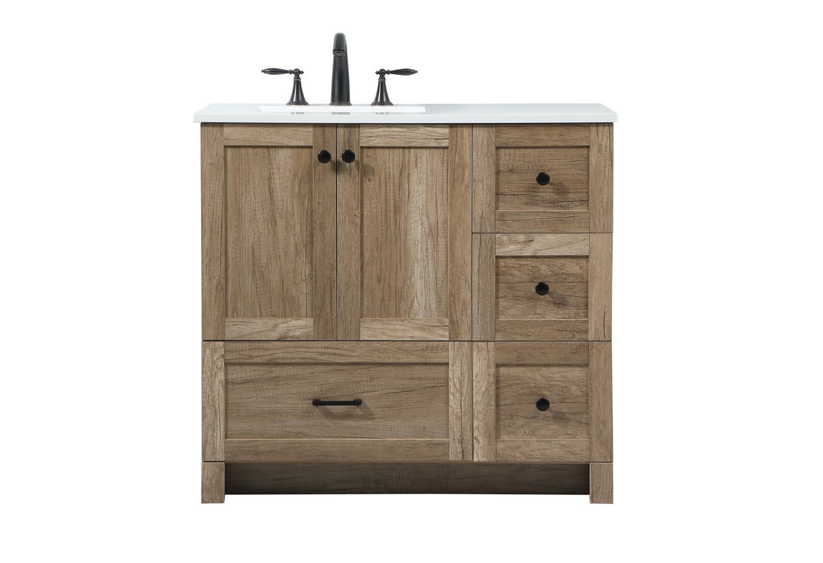 19 x 34 x 36 in. Single Bathroom Vanity, Natural Oak