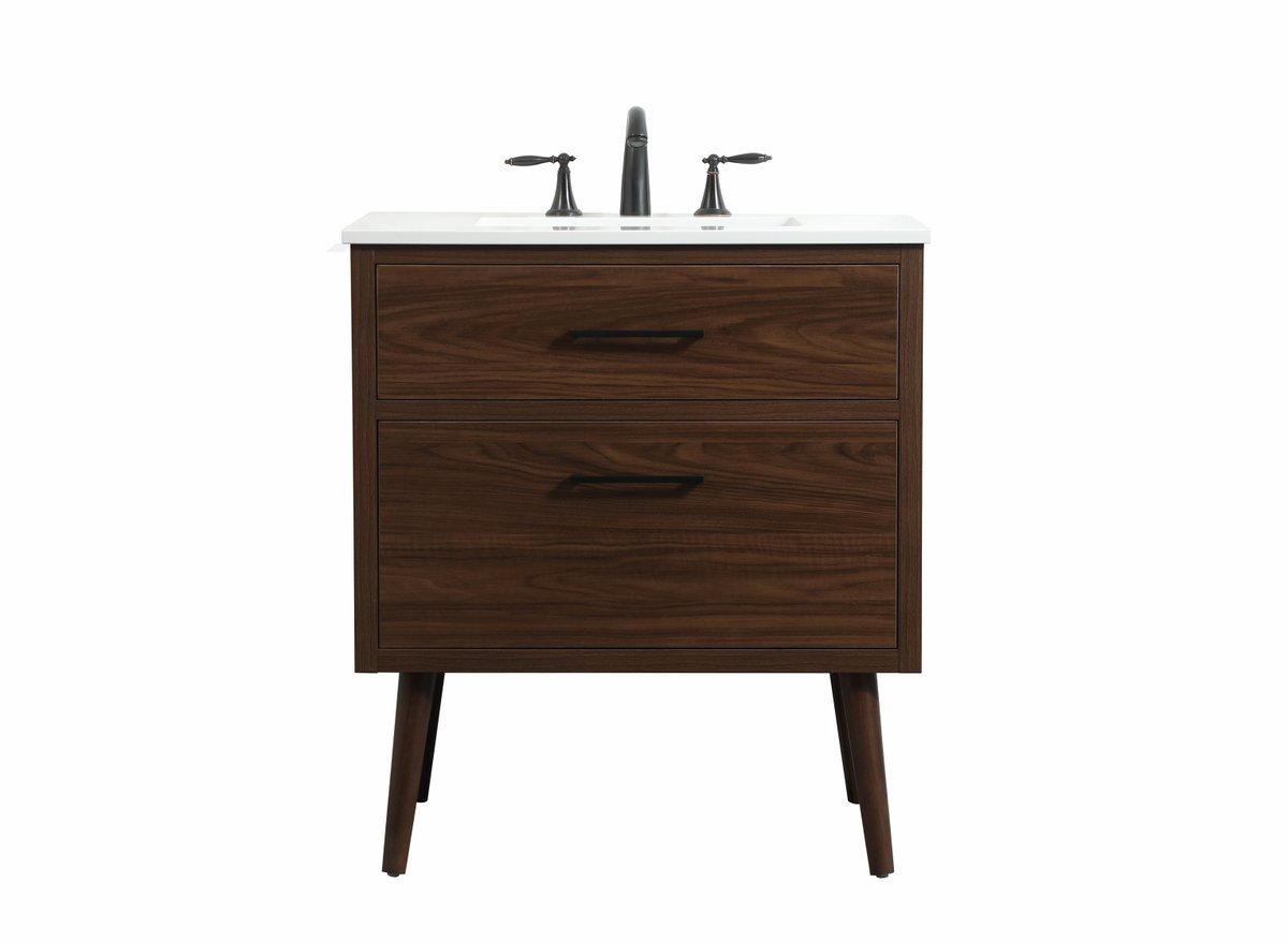 30 in. Single Bathroom Vanity, Walnut