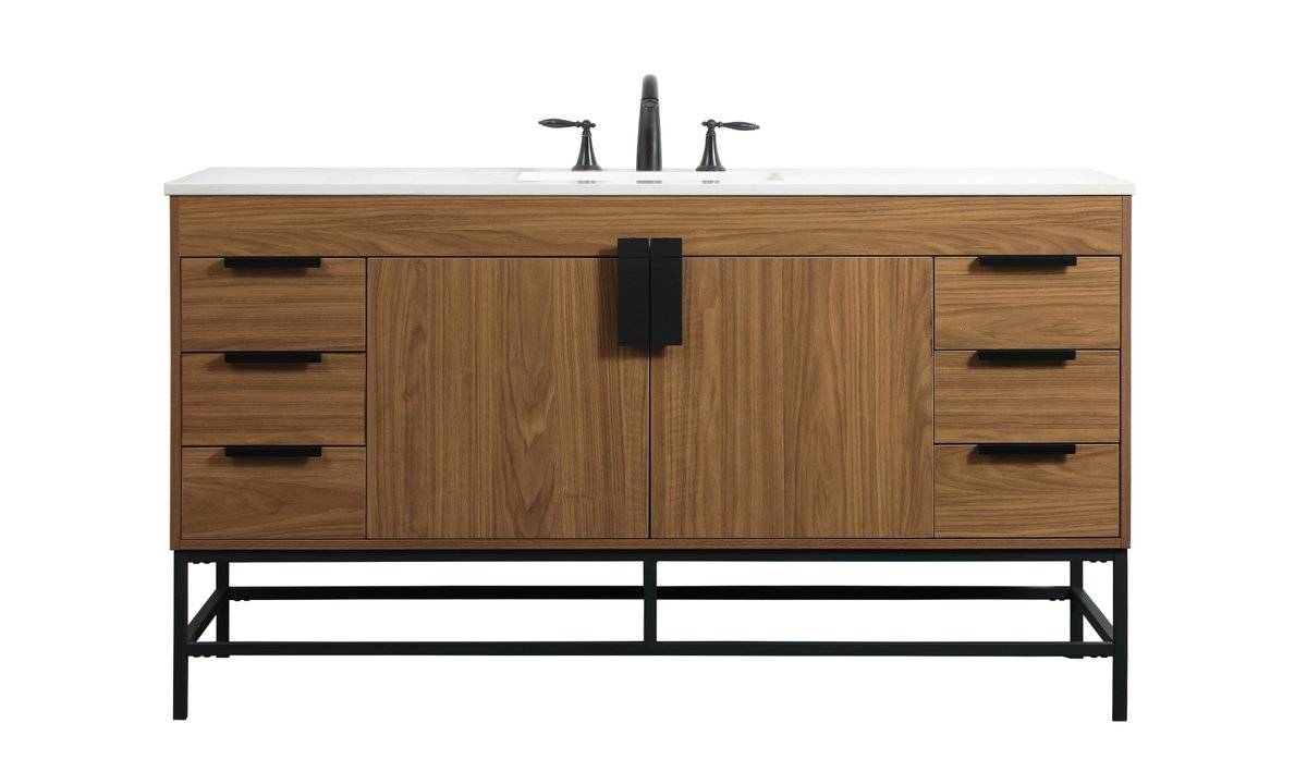 VF48860WB 60 in. Single Bathroom Vanity, Walnut Brown