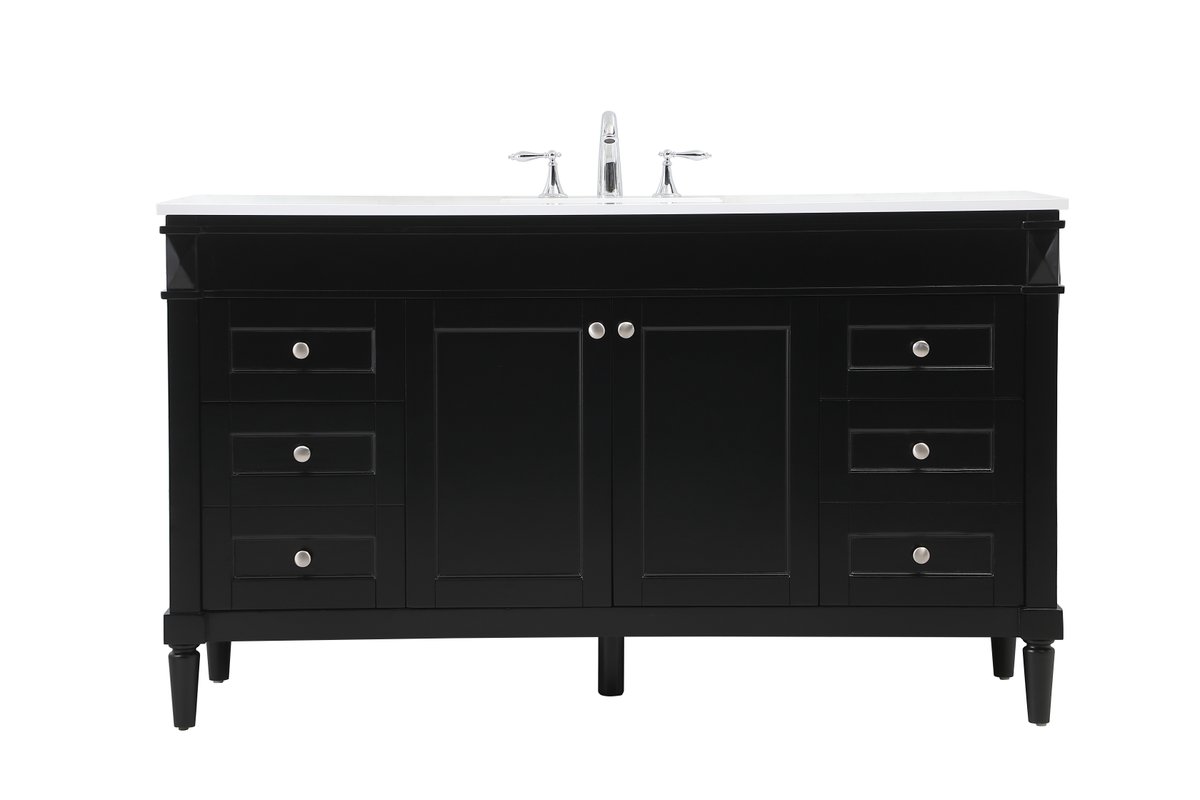 60 in. Bennett Single Bathroom Vanity, Black