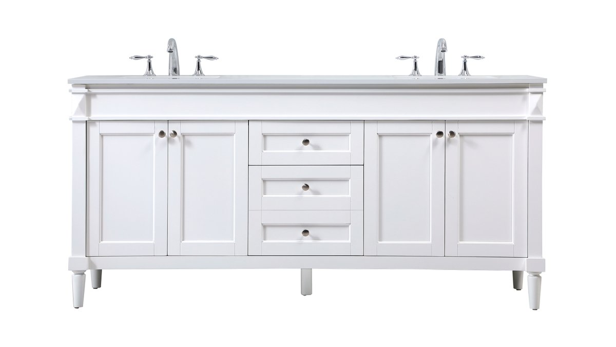 72 in. Bennett Double Bathroom Vanity, White