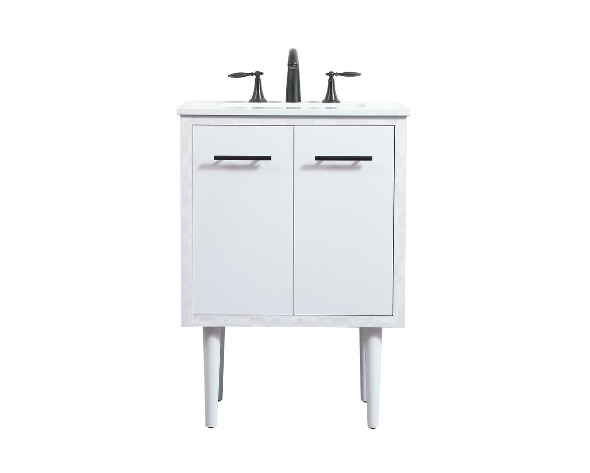24 in. Single Bathroom Vanity, White