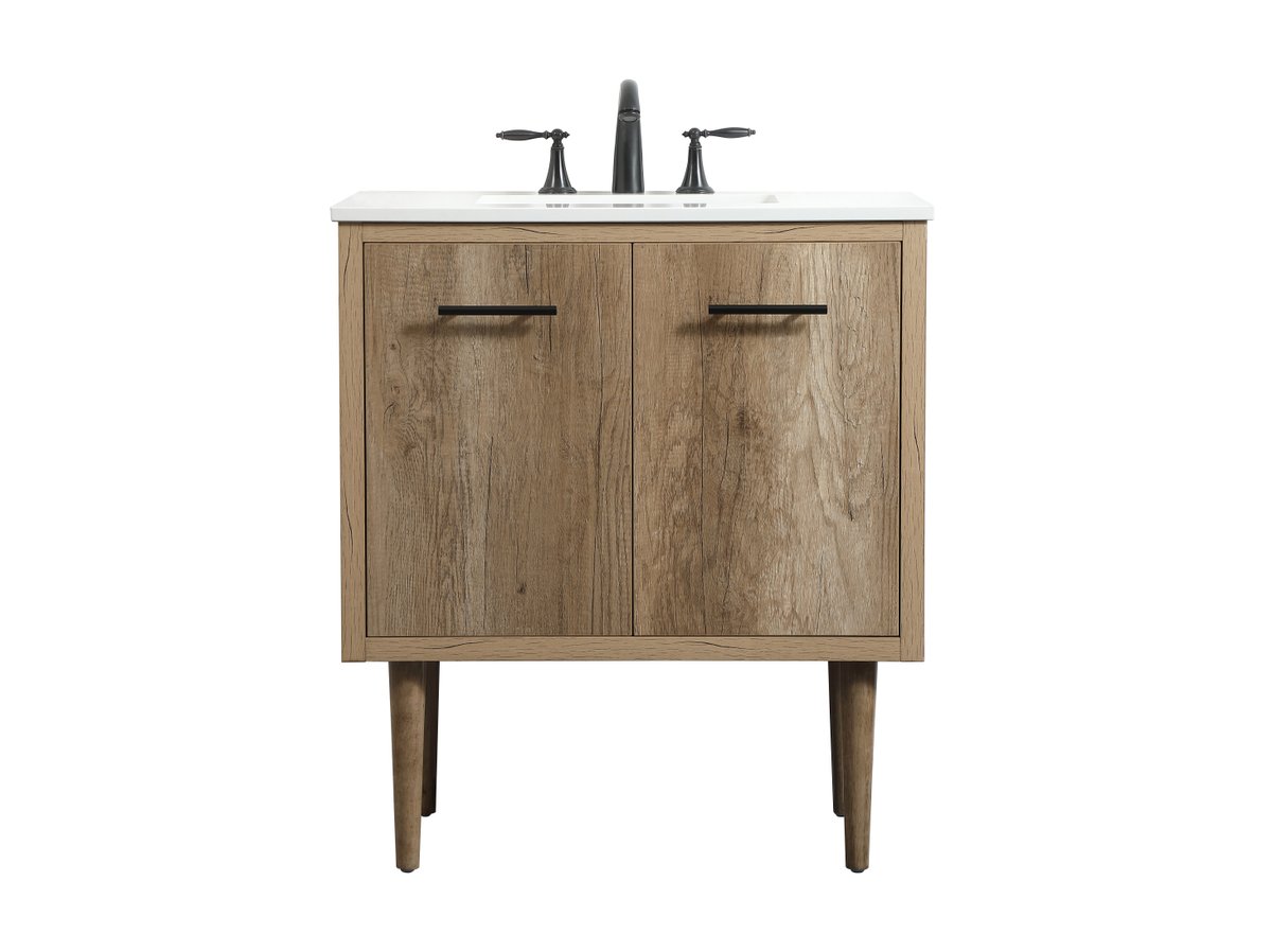 33.5 x 19 x 30 in. Single Bathroom Vanity, Natural Oak