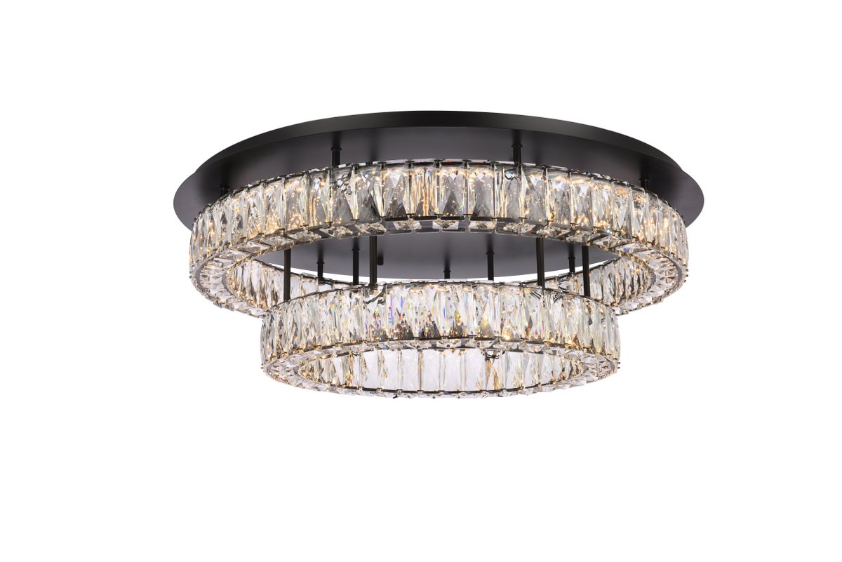 30 in. Monroe LED Double Flush Mount, Black