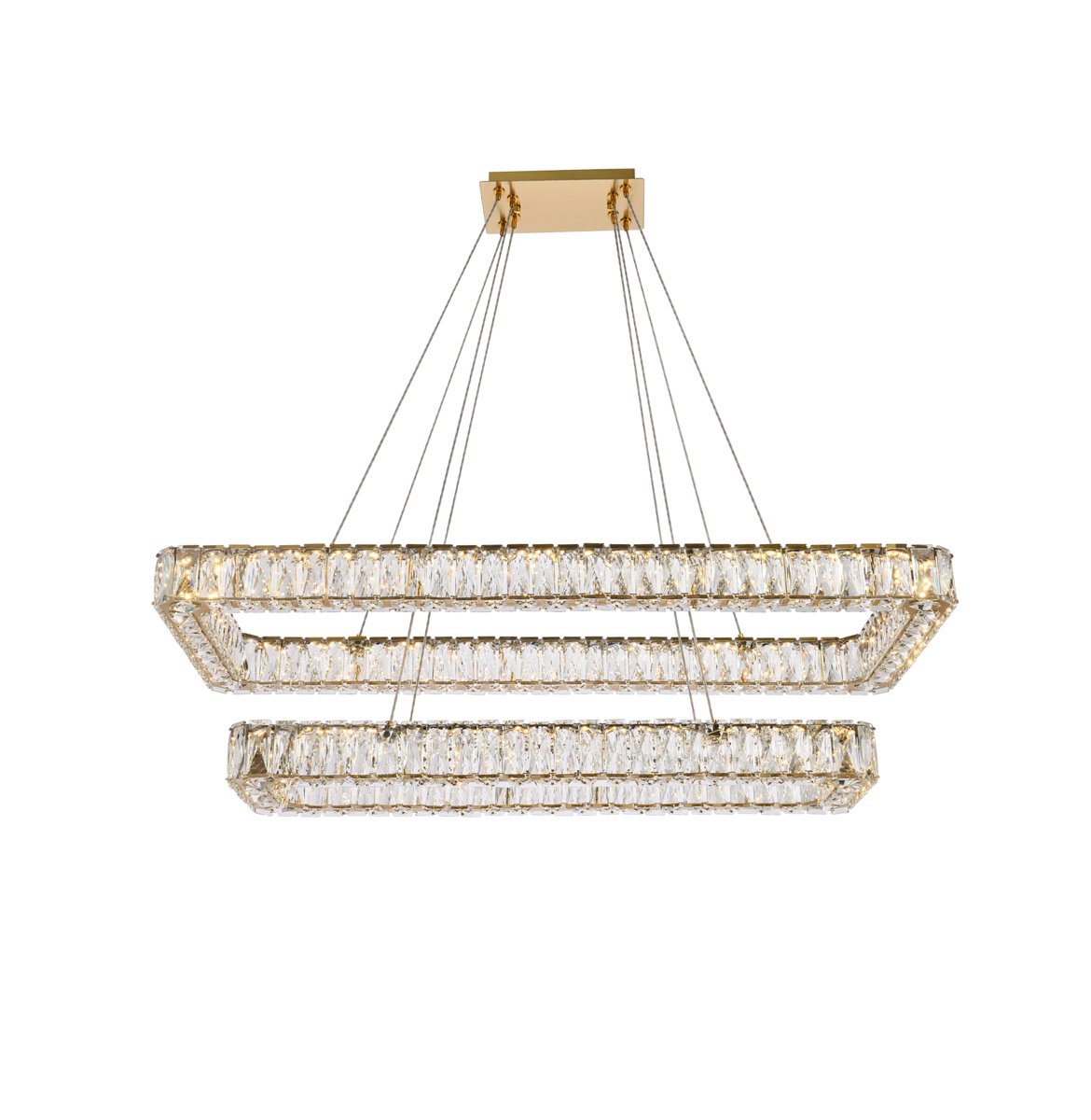 12 x 18 x 42 in. Monroe LED Double Rectangle Pendant, Gold