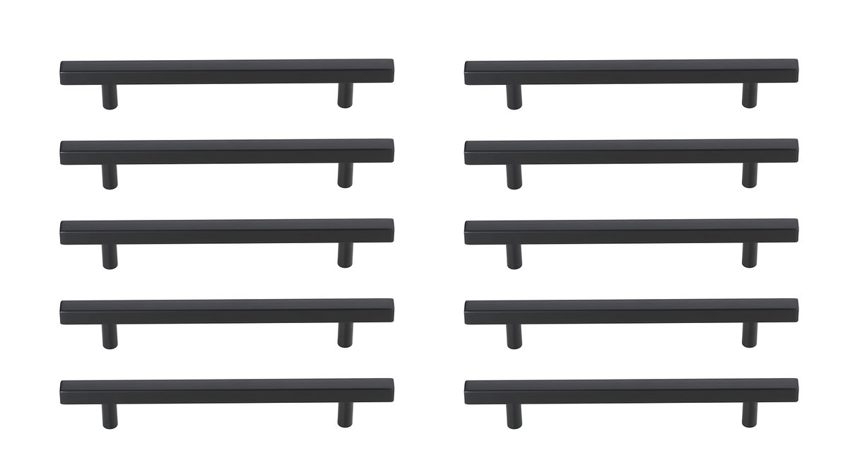 6.31 in. Dior Multipack Center To Center Bar Pull, Matte Black - Pack of 10
