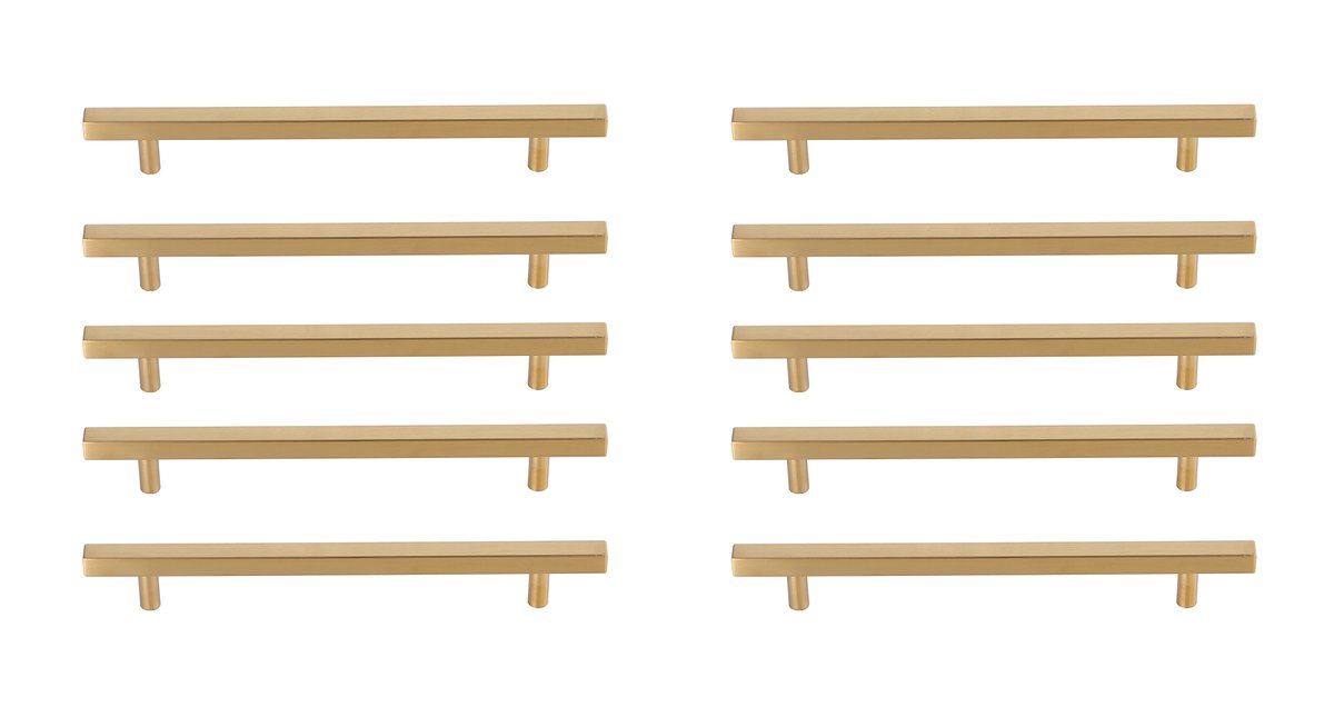 PL402-7-BR-10PK 7.56 in. Dior Multipack Center To Center Brass Bar Pull, Brass - Pack of 10