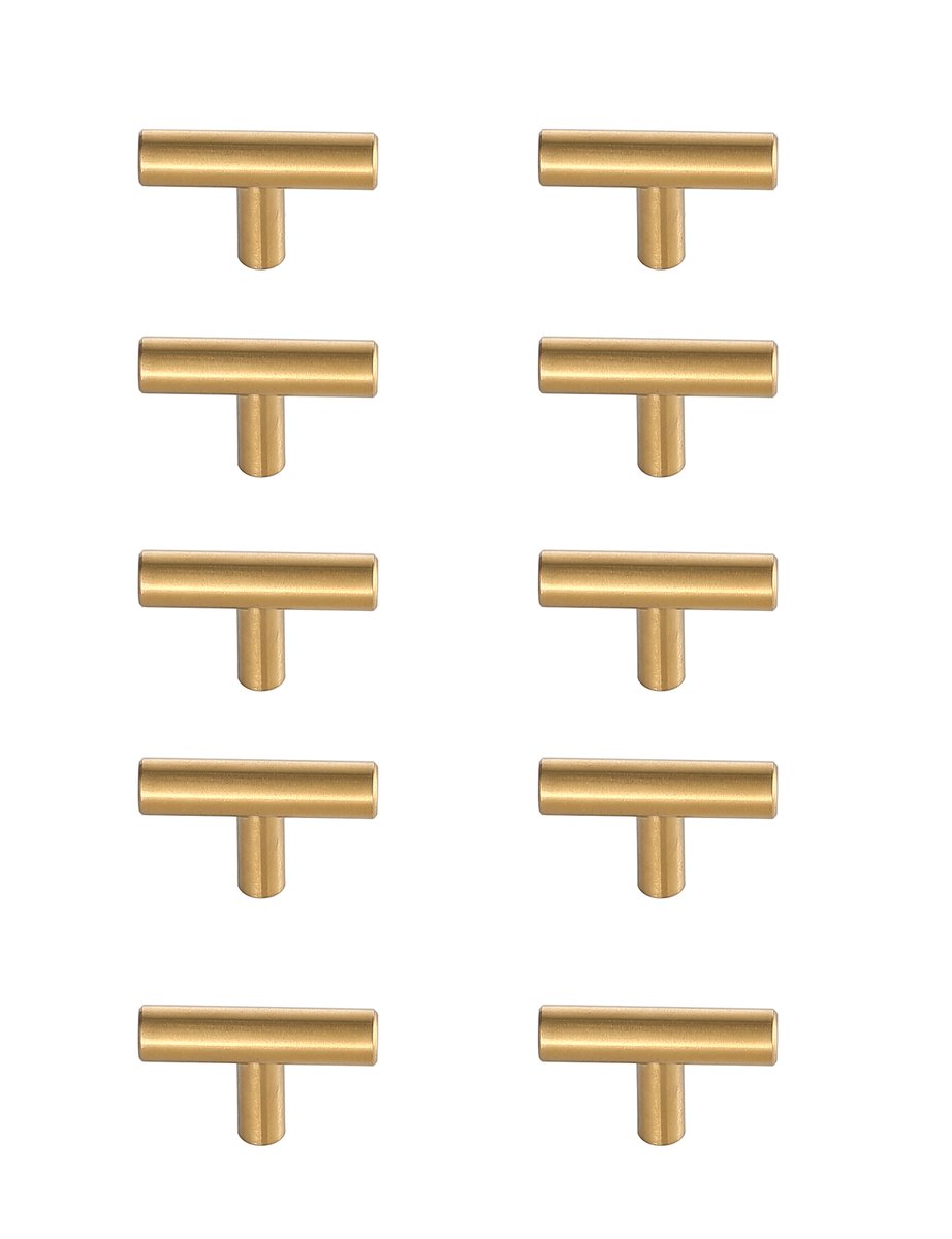 Quinn Multipack T Bar Pull, Brass - Pack of 10