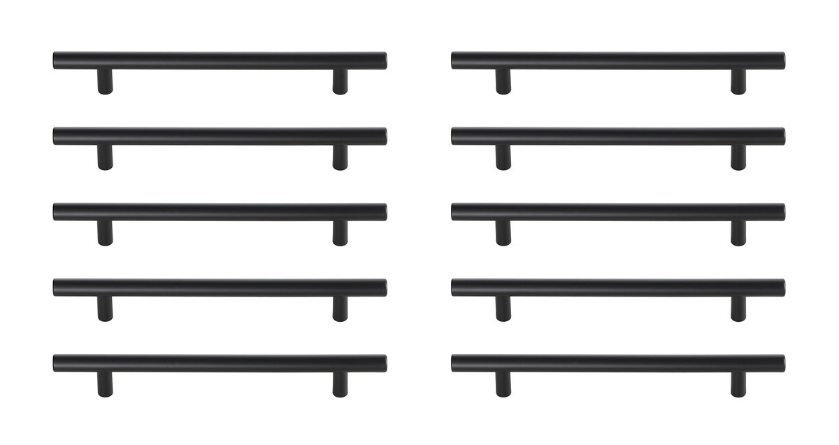 6.31 in. Quinn Multipack Center To Center Bar Pull, Matte Black - Pack of 10