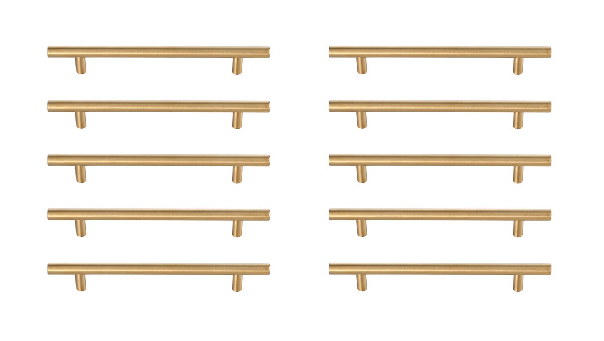 6.31 in. Quinn Multipack Center To Center Bar Pull, Brass - Pack of 10