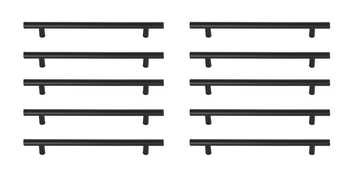 7.56 in. Quinn Multipack Center To Center Bar Pull, Matte Black - Pack of 10