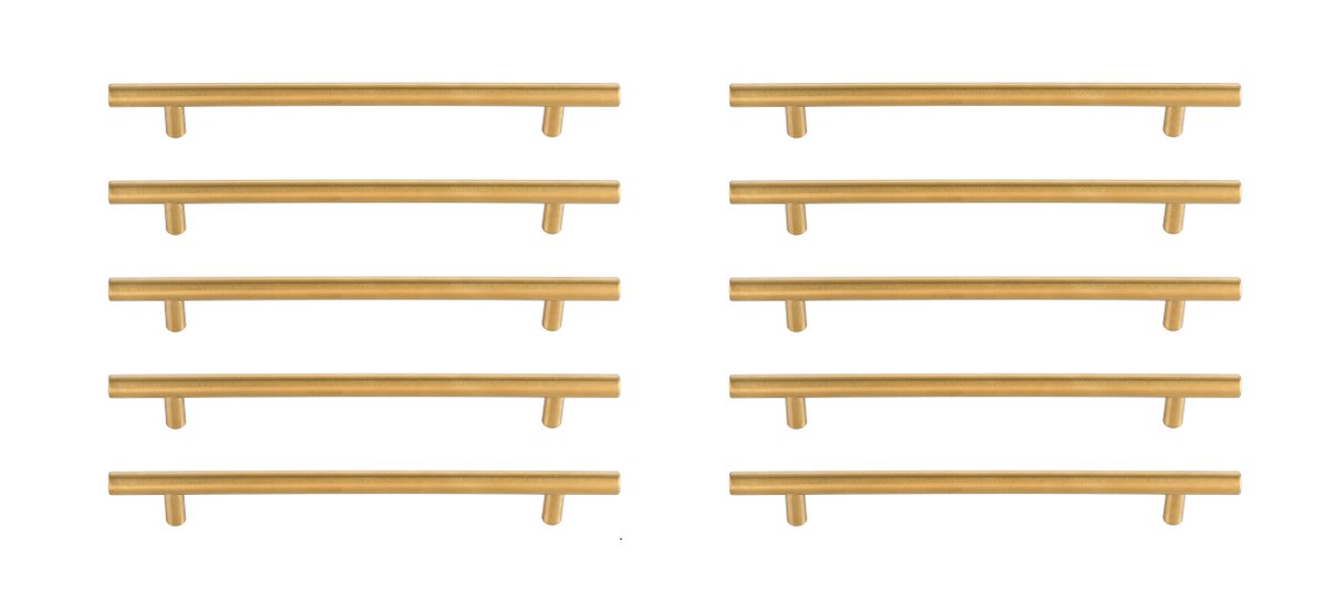 7.56 in. Quinn Multipack Center To Center Bar Pull, Brass - Pack of 10