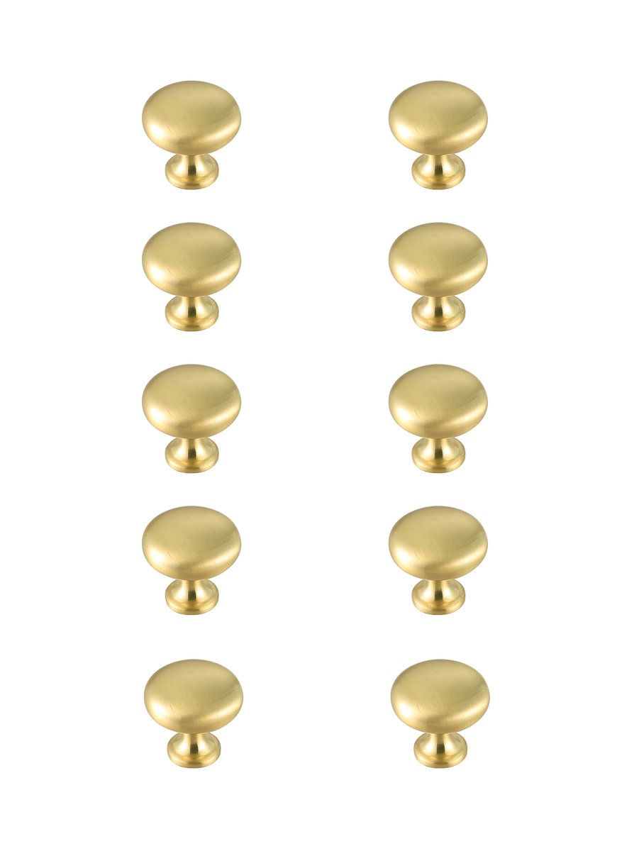 1.2 in. Dia. Cadon Multipack Mushroom Knob, Brushed Gold - Pack of 10