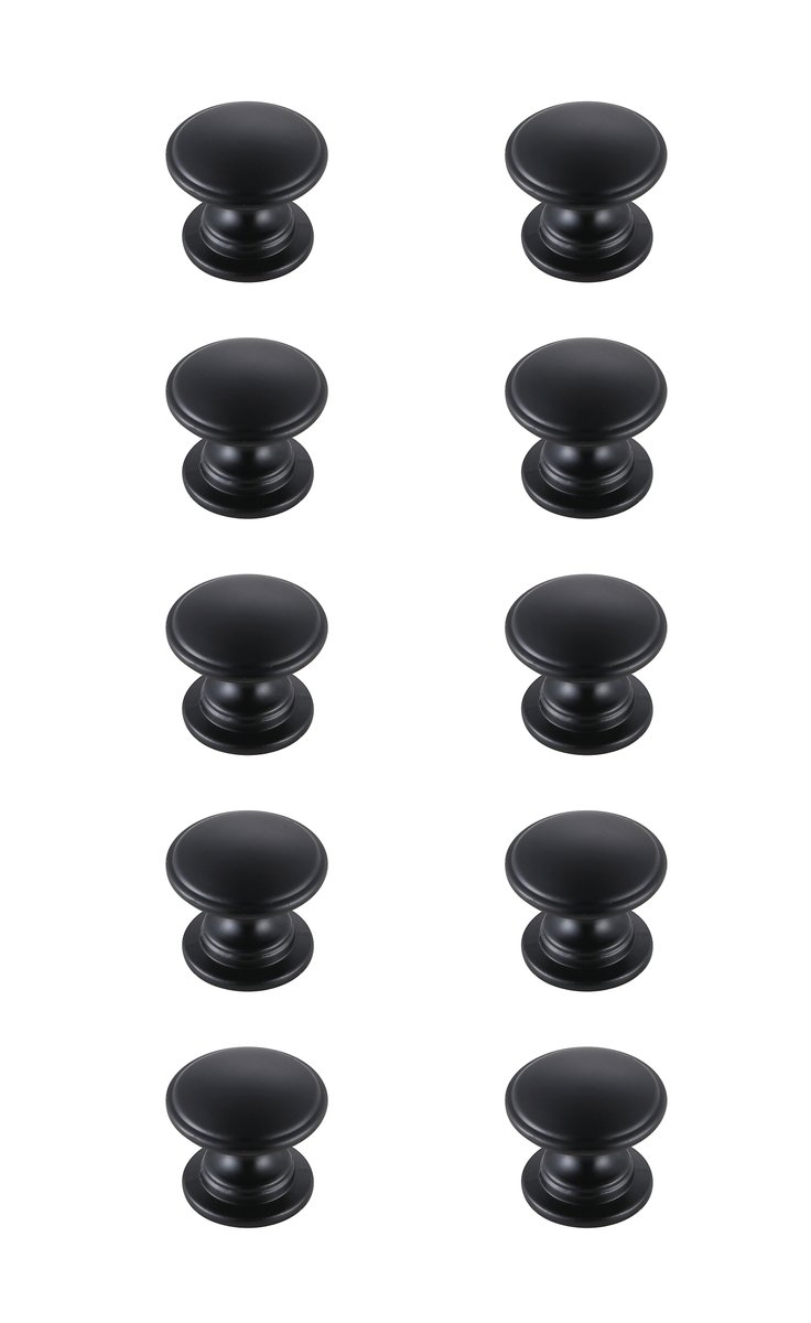 1.2 in. Dia. Kaid Multipack Mushroom Knob, Matte Black - Pack of 10
