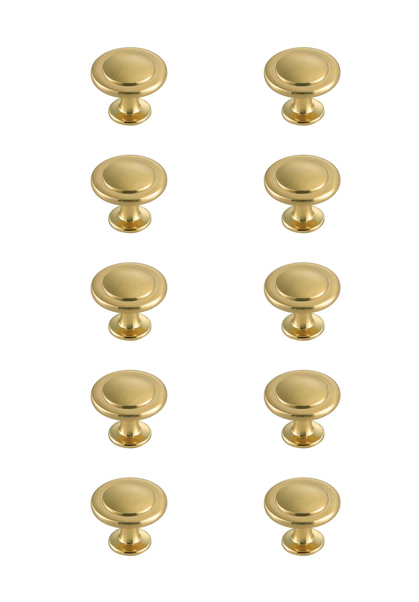 1.3 in. Dia. Logyn Multipack Mushroom Knob, Brushed Gold - Pack of 10