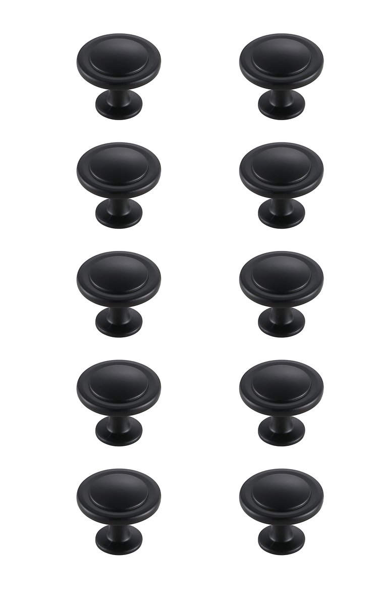 1.3 in. Dia. Logyn Multipack Mushroom Knob, Matte Black - Pack of 10