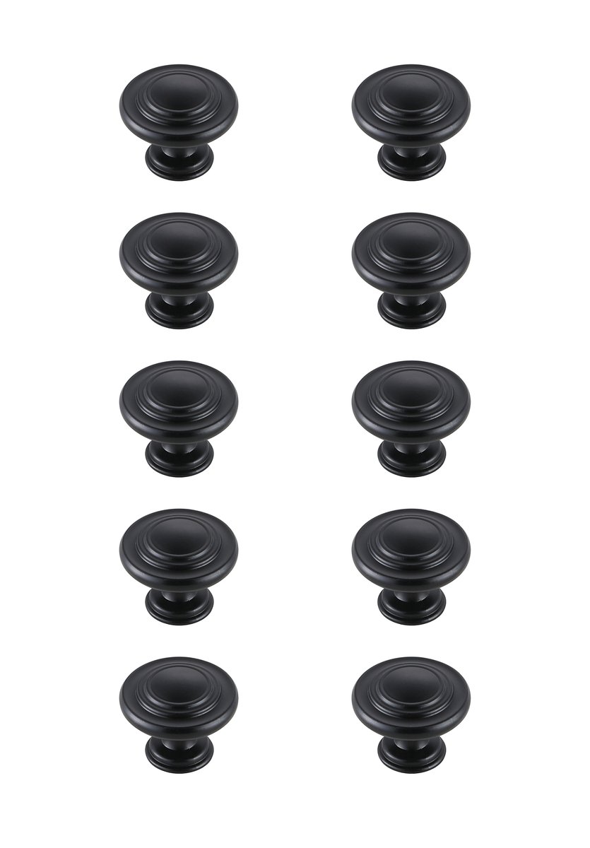 1.3 in. Dia. Minu Multipck Mushroom Knob, Matte Black - Pack of 10