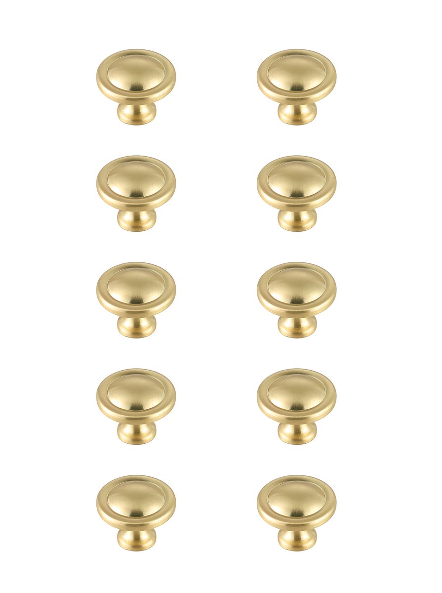 Elegant Decor - Garlande 1.2" Diameter Mushroom Knob Multipack (Set of 10) - Brushed Gold
