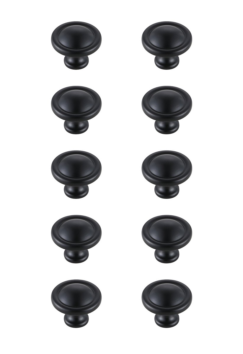 1.2 in. Dia. Garlande Multipack Mushroom Knob, Matte Black - Pack of 10