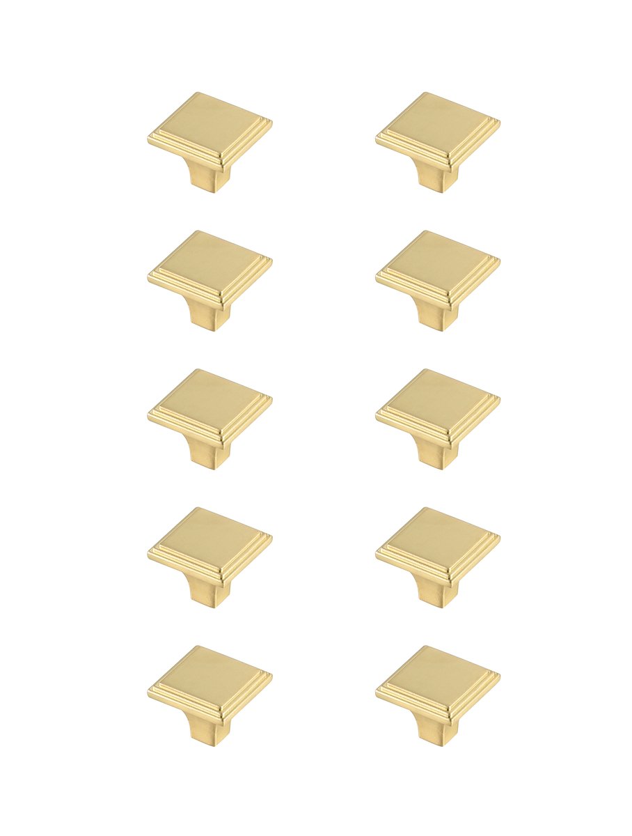 1 in. Wilow Multipack Square Knob, Brushed Gold - Pack of 10