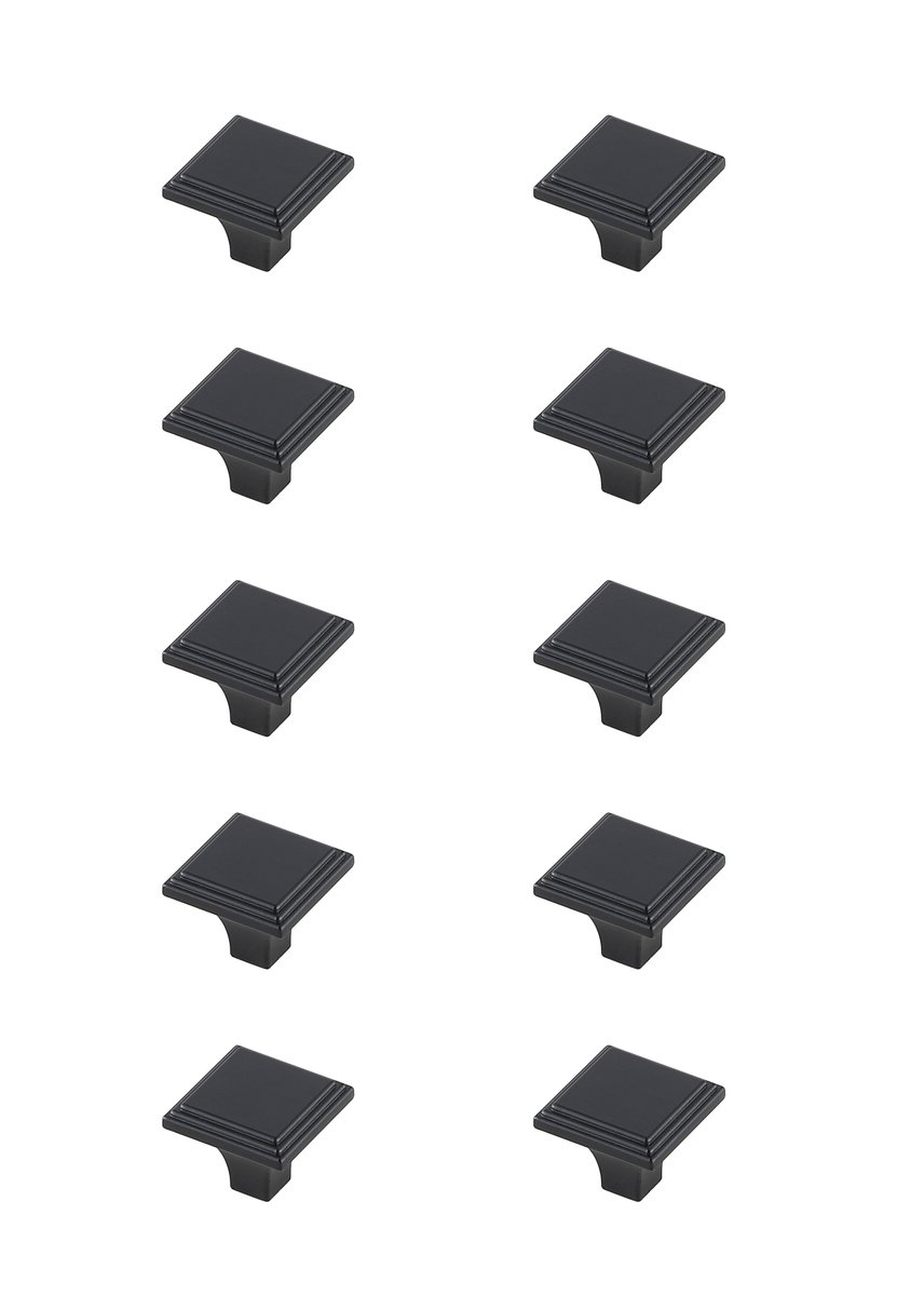 1 in. Wilow Multipack Square Knob, Matte Black - Pack of 10
