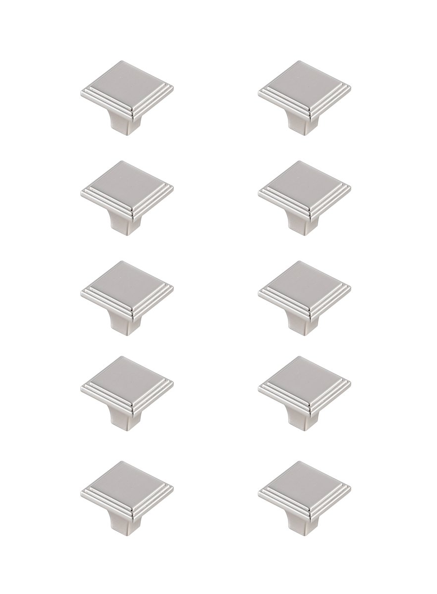 1 in. Wilow Multipack Square Knob, Brushed Nickel - Pack of 10