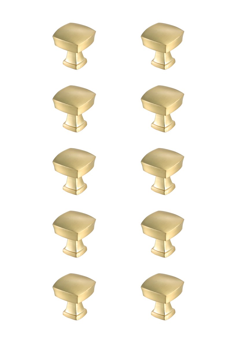1.3 in. Irvin Multipack Square Knob, Brushed Gold - Pack of 10